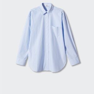 Mango women oversized Blue Striped Shirt